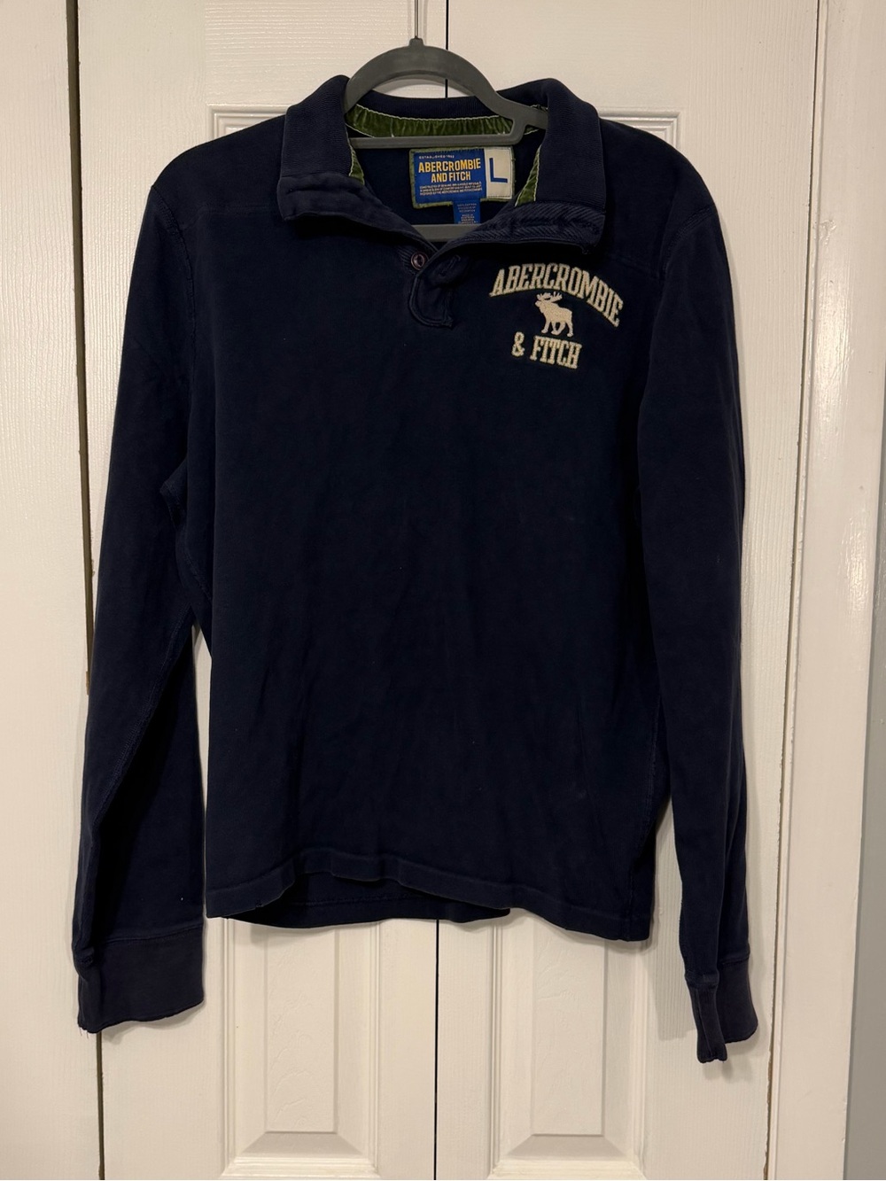 Abercrombie & Fitch Logo Pullover Sweater Large Navy